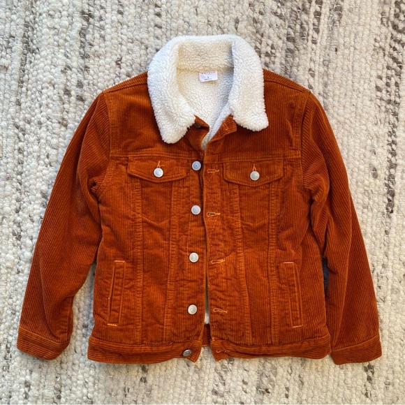 PS Kids Los Angeles Sherpa Lined Corduroy Jacket, Rust Orange, Boys’ L (10–12) - Picture 1 of 7
